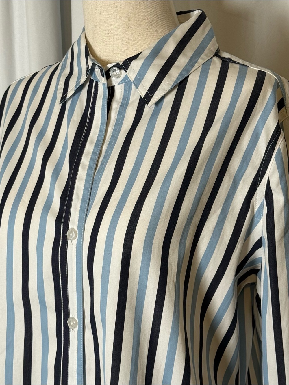 Tyler Boe Blue White Stripe Cotton Button Down Shirt Womens Small NWT - Picture 6 of 11